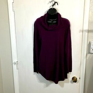 Calvin Klein burgundy sweater pull over long sleeve cow neck draped collar